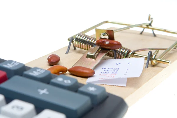 Přidání stroj myší pasti bean čítač účetnictví — Stock fotografie