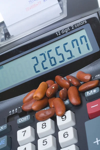 Adding Machine Kidney Beans, Accounting Counting — Stock Photo, Image