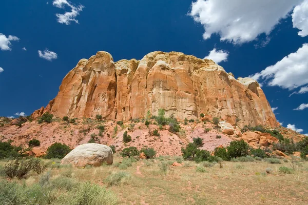 Sandstone Mesa Ghost Ranch, Aibquiu, New Mexico, Wide Angle Lens — Stock Photo, Image