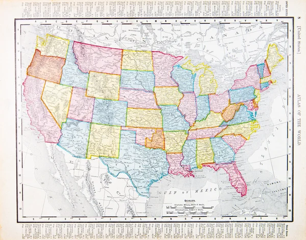 Παλαιά εκλεκτής ποιότητας χάρτη Ηνωμένες Πολιτείες Αμερικής, ΗΠΑ — Φωτογραφία Αρχείου