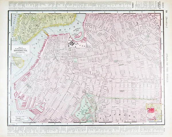 Detailed Antique Street Map Brooklyn, New York, NY