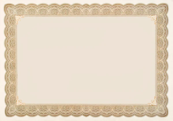 Old Vintage Stock Certificate Empty Boarder — Stock Photo, Image