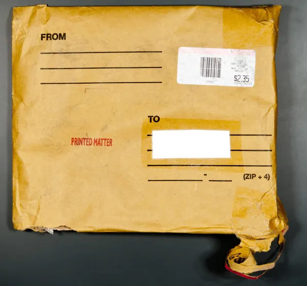 Άνοιξε mailer φθαρμένα βιβλίο θεωρημένο έντυπο υλικό ΗΠΑ — Φωτογραφία Αρχείου