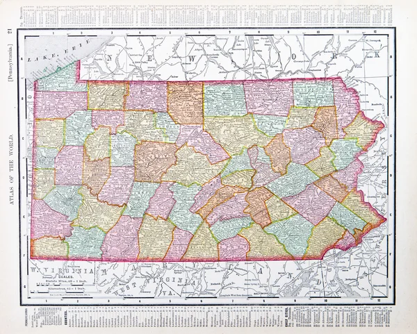 Mapa antiguo Pennsylvania PA Estados Unidos de América —  Fotos de Stock