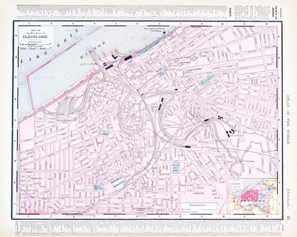 Color Street City mapa de Cleveland, Ohio, OH, EUA — Fotografia de Stock