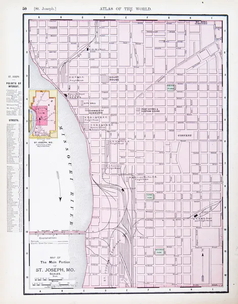 Antique Street City Map St. Joseph, Missouri, USA — Stock Photo ...