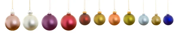 stock image Hanging Row Matte Christmas Balls, Isolated White Background