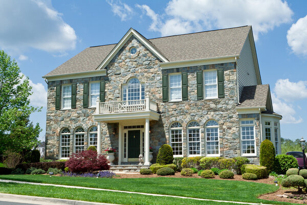 Stone Faced Single Family House Home Suburban MD
