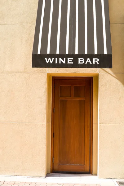 Entrance to a Wine Bar, Awning, Wood, Stucco — Stock Photo, Image