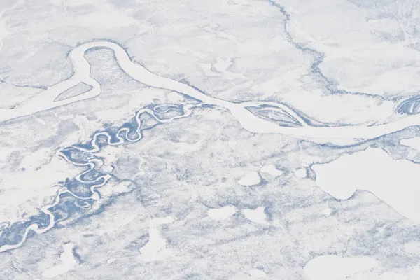 Aerial Siberia River Sakha Republic Verkhoyansk Mountains Frozen — Stock Photo, Image