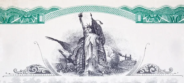 Estátua de Gravação do Certificado de Estoque da Liberdade Vignette — Fotografia de Stock