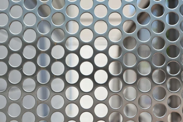 Full Frame Shiny Silver Metal Mesh Grid With Holes — Stock Photo, Image