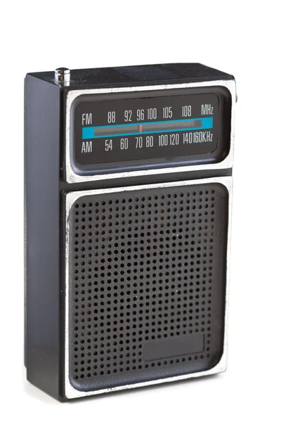 XXXL Winobranie radio plastikowe czarne chromowane na białym tle biały deseń — Zdjęcie stockowe