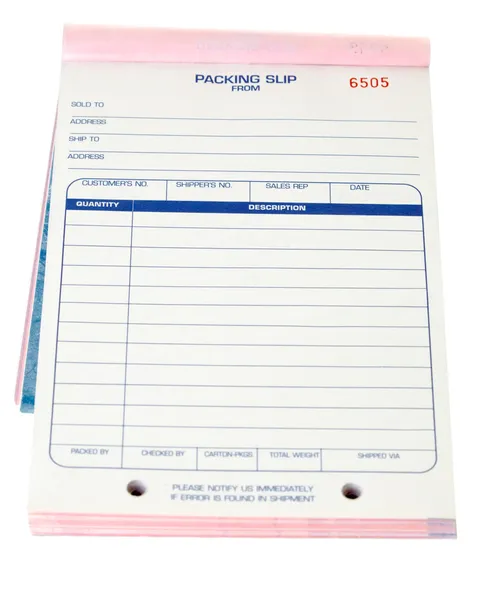 Pad Blank Packing Slips Invoices Isolated White — Stock Photo, Image