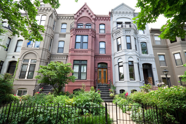 Italianate Style Row Houses Washington DC Wide Angle
