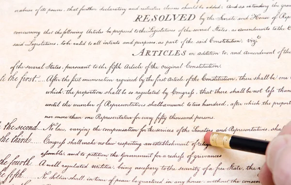 Editing Erasing First Amendment US Constitution Stock Picture