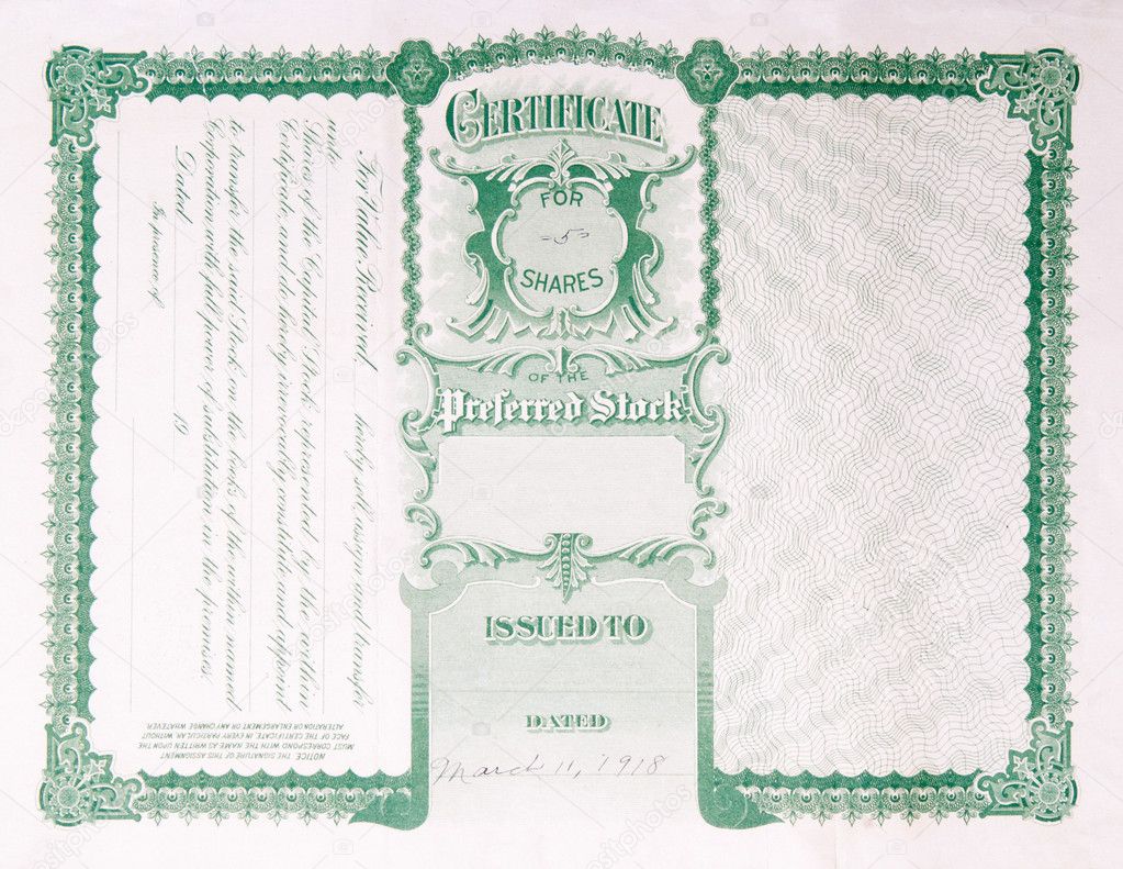 Back Side Reverse Old U.S. Paper Stock Certificate