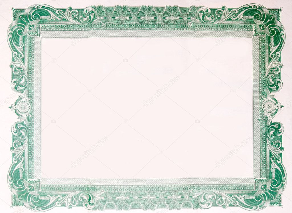 Old Vintage Stock Certificate Empty Border Frame