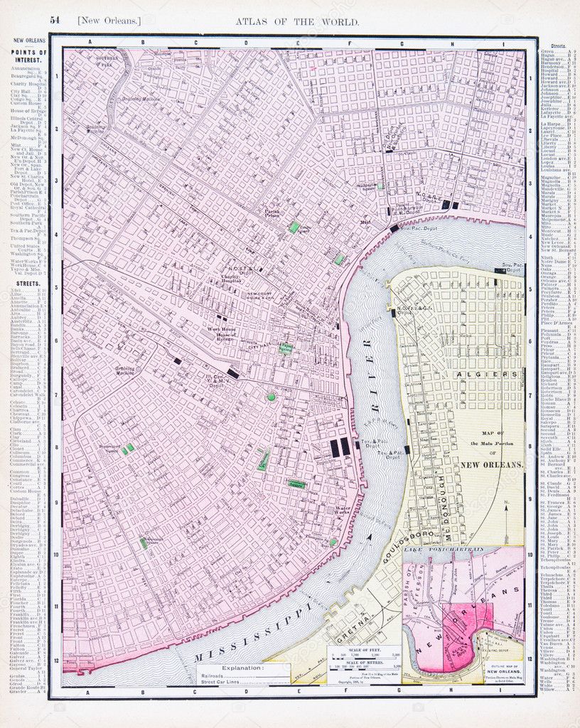 Detailed Antique Street Map New Orleans Louisiana Stock Photo C Qingwa