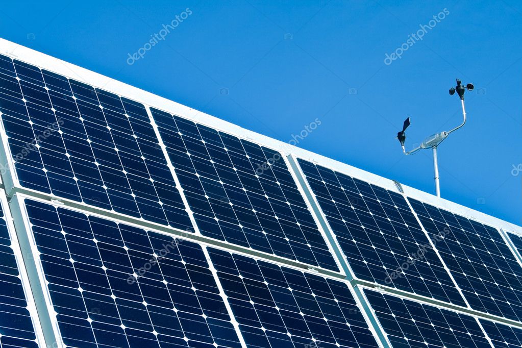 Outdoor Photovoltaic Pv Solar Panels Anemometer Stock Photo C Qingwa 752
