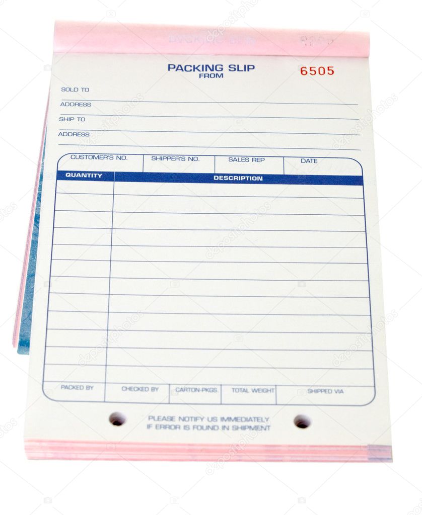 Pad Blank Packing Slips Invoices Isolated White