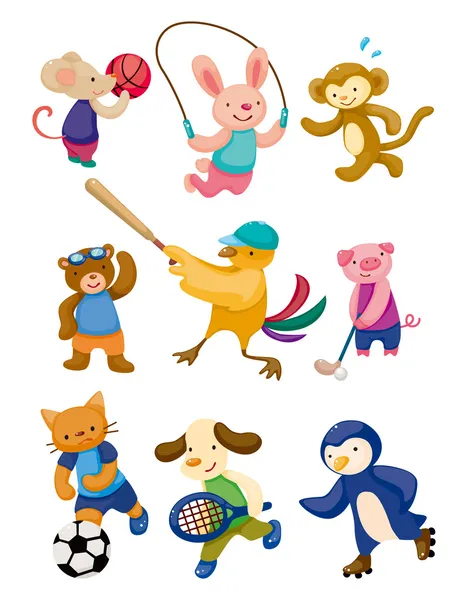 Tecknade djur sport spelare — Stock vektor