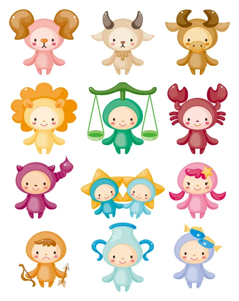 Set of isolated cute zodiac symbols — Stock Vector