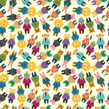 cartoon animal office worker seamless pattern clipart