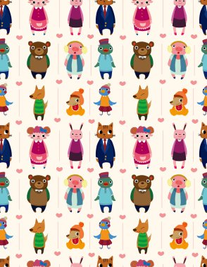 cartoon animal seamless pattern clipart