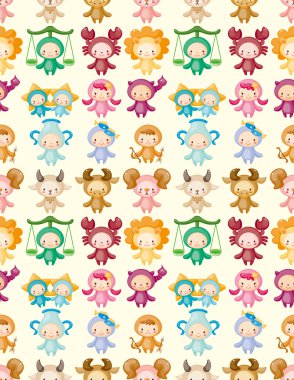 cute zodiac symbols seamless pattern clipart