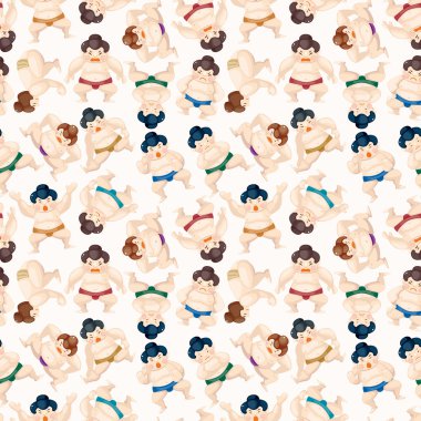 cartoon Sumo wrestler seamless pattern clipart