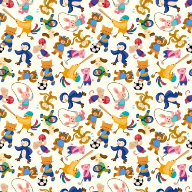 cartoon animal sport player seamless pattern clipart