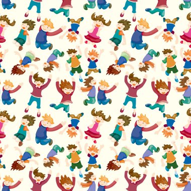 cartoon child jump seamless pattern clipart