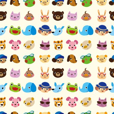 cartoon animal seamless pattern clipart