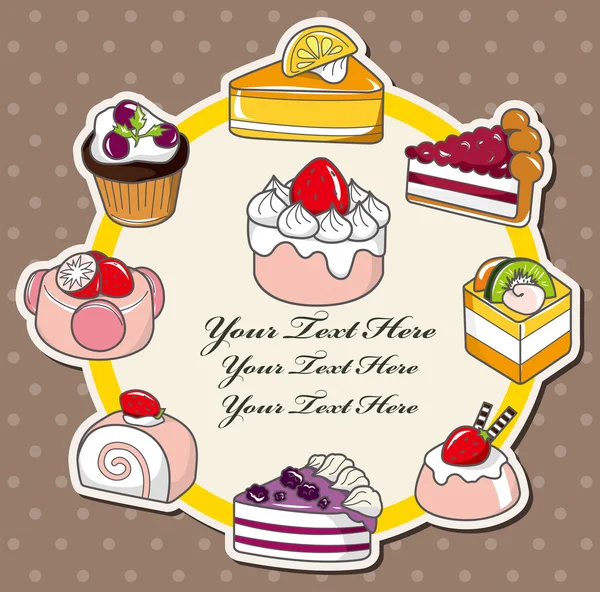 Carte gâteau dessin animé — Image vectorielle