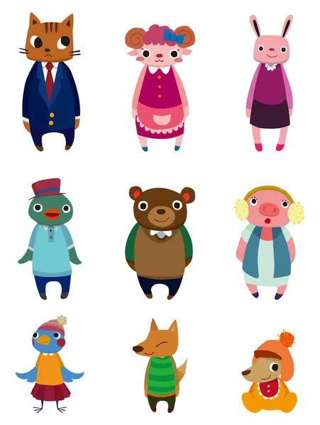Iconos de animales de dibujos animados — Vector de stock