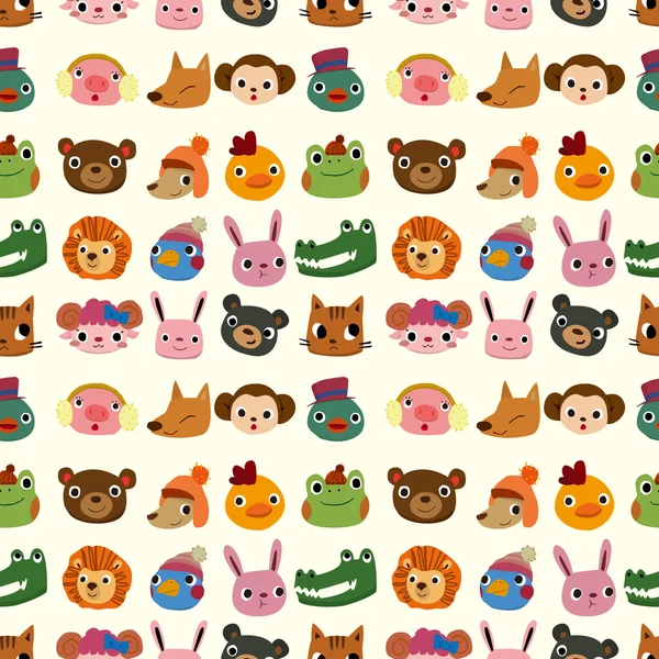 Cartoon animal face pattern seamless — Stock Vector