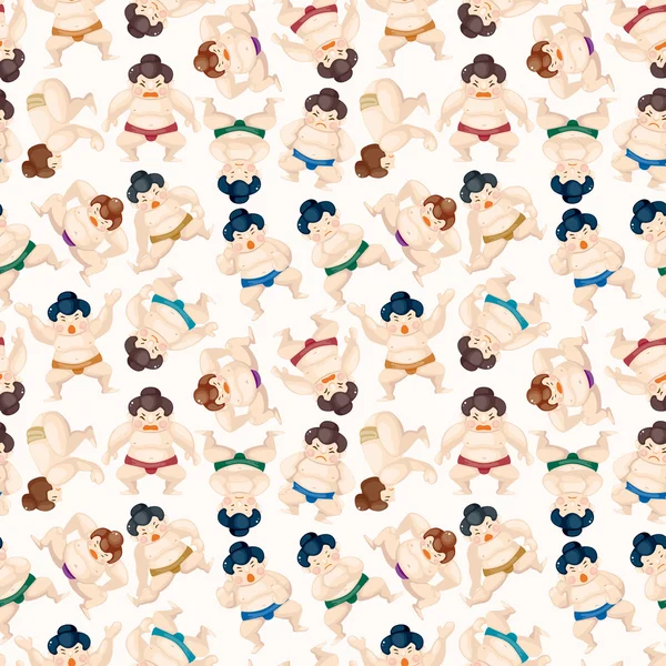 Stock vector cartoon Sumo wrestler seamless pattern