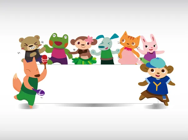 Cartoon animal cartão de dança — Vetor de Stock