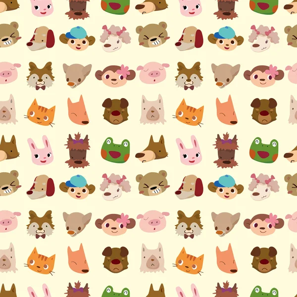 Tecknade djur ansikte seamless mönster — Stock vektor