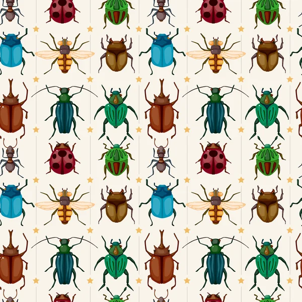 Nahtloses Muster bei Insektenkäfern — Stockvektor