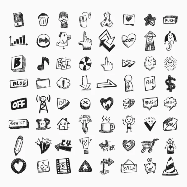 Doodle iconos web — Archivo Imágenes Vectoriales
