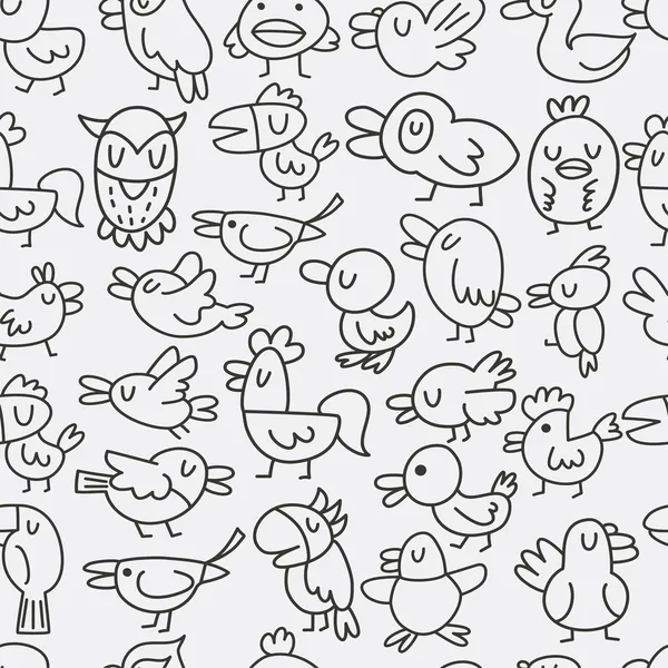 Hand zeichnen Vogel nahtlose Muster — Stockvektor