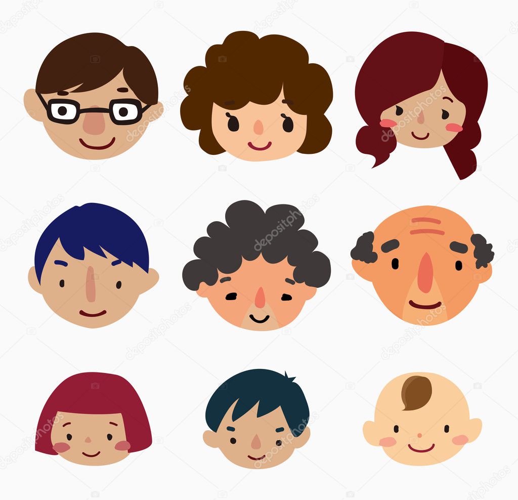 cartoon family face icons