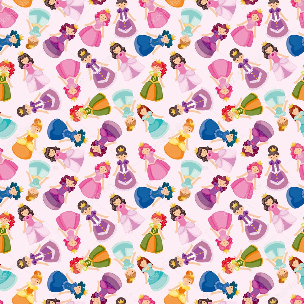 cartoon beautiful princess seamless pattern