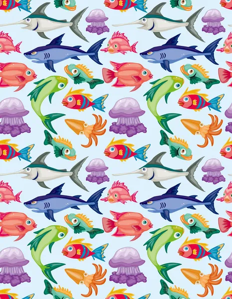 Desenhos animados padrão sem costura animal aquático — Vetor de Stock