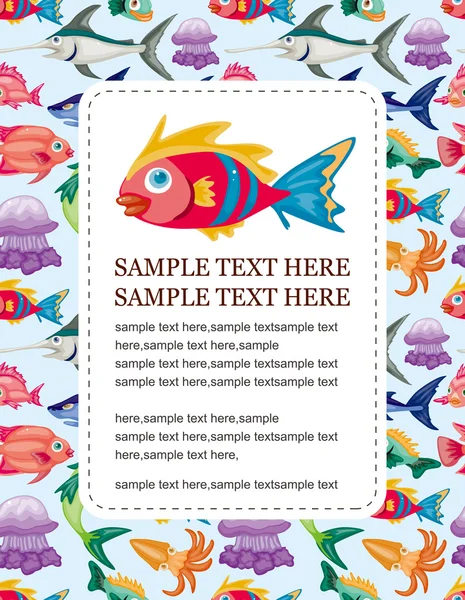 Desenhos animados cartão animal aquático —  Vetores de Stock