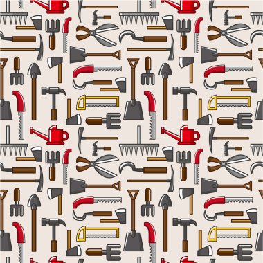 seamless garden tool pattern clipart