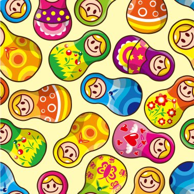 seamless Russian doll pattern clipart