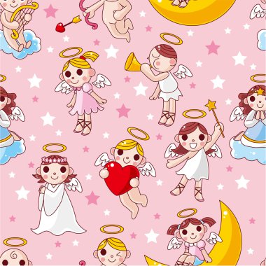 seamless angel pattern clipart